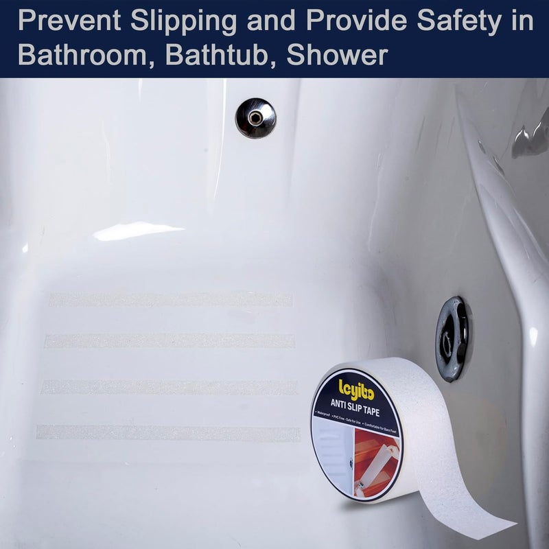 Leyibo Anti Slip Tape Clear Waterproof Outdoor/Indoor, 4" x 42Ft Non Slip Traction Grip Tape for Bathtubs, Boats, Stairs, Pools, Transparent, Soft, Comfortable for Bare Feet (4" X 42') - Image 5